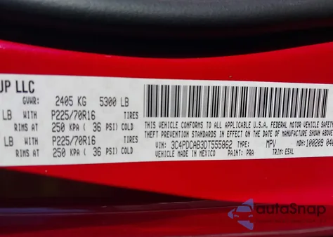 2013 Dodge Journey American Value Pkg из США, поврежденный, VIN 3C4PDCAB3DT555862